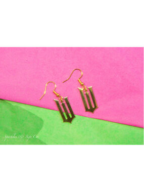 Wicked W Logo Dangle Drop Earrings Gold